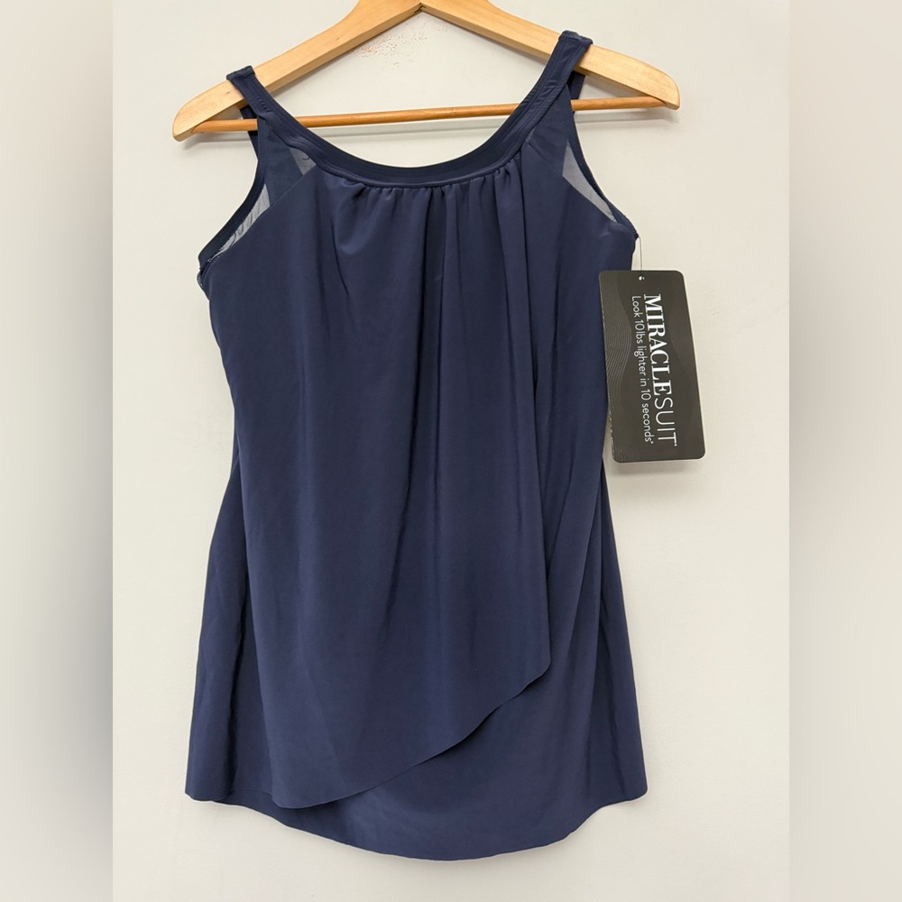 NWT Miracle suit midnight blue slimming swim top size 12 brand new with tags